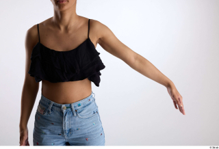 Jimena  1 arm black ruffled crop top casual dressed…